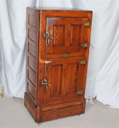 vintage two door metal ice boxes|antique oak ice box refrigerator.